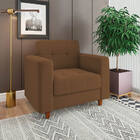 Poltrona Arezzo Linho Pés Chanfrado Castanho - D'rossi - A105