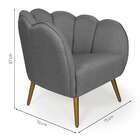 Poltrona Ariel Linho Cinza E Dourada