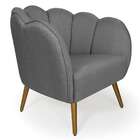 Poltrona Ariel Linho Cinza E Dourada