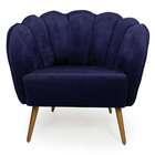 Poltrona Ariel Suede Azul Marinho E Dourada