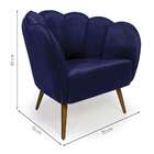 Poltrona Ariel Suede Azul Marinho E Dourada