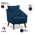 Poltrona Arizona Veludo Azul Marinho Pés Trapézio Castanho -