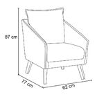 Poltrona Arizona Veludo Azul Marinho Pés Trapézio Castanho -