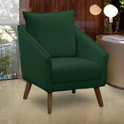 Poltrona Arizona Veludo Verde Militar Pés Trapézio Castanho -