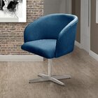 Poltrona Atenas Base Giratória De Alumínio Sala De Estar Azul