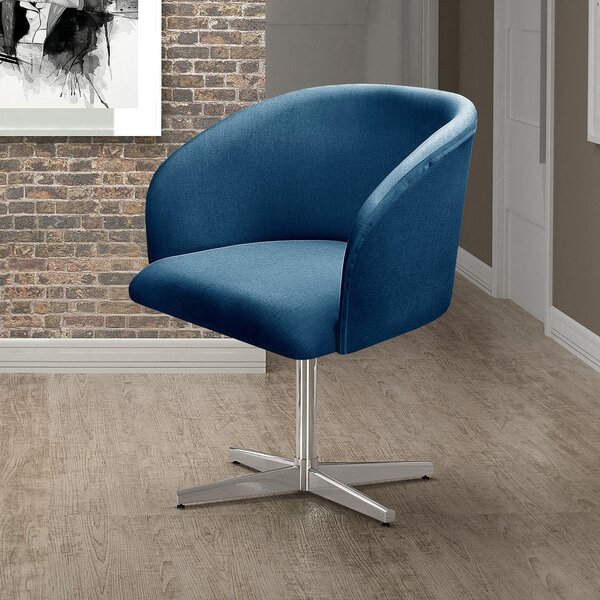 Poltrona Atenas Base Giratória De Alumínio Sala De Estar Azul