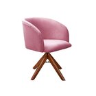 Poltrona Atenas Base Giratória De Madeira Sala Rosa