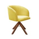 Poltrona Atenas Base Giratória Madeira Creme -  Bella Decor