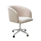 Poltrona Atenas Com Rodízio Decoração Sala De Estar Bege Claro