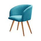 Poltrona Atenas Pé Palito Decorativa Para Sala De Estar Azul