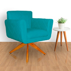 Poltrona Atenas Pés Giratório Madeira Suede Escolha Sua Cor -