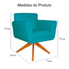 Poltrona Atenas Pés Giratório Madeira Suede Escolha Sua Cor -