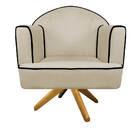 Poltrona Athena Base Giratória Madeira Linho  - Amarena Móvei