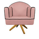 Poltrona Athena Base Giratória Madeira Linho  - Doce Sonho Mó