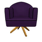 Poltrona Athena Base Giratória Madeira Suede  - Amarena Móvei