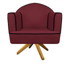 Poltrona Athena Base Giratória Madeira Suede  - Amarena Móvei