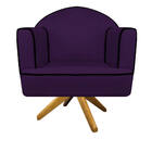 Poltrona Athena Base Giratória Madeira Suede  - Doce Sonho Mó