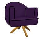 Poltrona Athena Base Giratória Madeira Suede  - Doce Sonho Mó