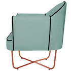 Poltrona Athena Base X Bronze Linho - Azul Turquesa