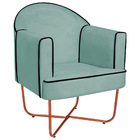 Poltrona Athena Base X Bronze Linho - Azul Turquesa