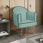 Poltrona Athena Base X Bronze Linho - Azul Turquesa