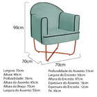 Poltrona Athena Base X Bronze Linho - Azul Turquesa