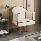 Poltrona Athena Base X Bronze Linho - Bege