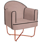 Poltrona Athena Base X Bronze Linho - Rosê