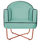 Poltrona Athena Base X Bronze Suede - Azul Tiffany