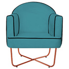 Poltrona Athena Base X Bronze Suede - Azul Turquesa