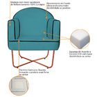 Poltrona Athena Base X Bronze Suede - Azul Turquesa