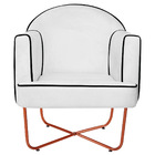 Poltrona Athena Base X Bronze Suede - Branco