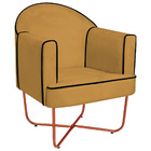 Poltrona Athena Base X Bronze Suede - Mostarda