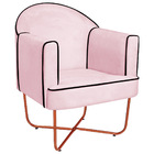 Poltrona Athena Base X Bronze Suede - Rosa Bebê