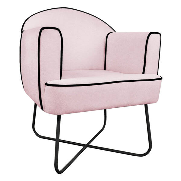 Poltrona Athena Base X Corano  - Doce Sonho Móveis - Rosa Bebê