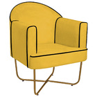Poltrona Athena Base X Dourada Corano - Amarelo