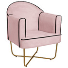 Poltrona Athena Base X Dourada Corano - Rosa Bebê