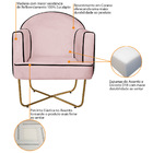 Poltrona Athena Base X Dourada Corano - Rosa Bebê