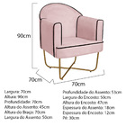 Poltrona Athena Base X Dourada Corano - Rosa Bebê