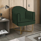 Poltrona Athena Base X Dourada Linho - Verde