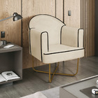 Poltrona Athena Base X Dourada Suede - Bege