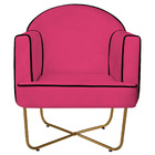 Poltrona Athena Base X Dourada Suede - Pink