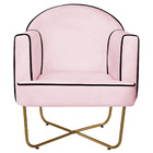 Poltrona Athena Base X Dourada Suede - Rosa Bebê