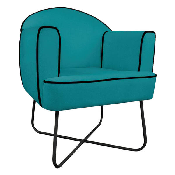 Poltrona Athena Base X Suede  - Amarena Móveis - Azul Turquesa