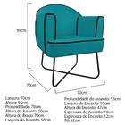 Poltrona Athena Base X Suede  - Doce Sonho Móveis - Azul Turq