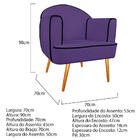 Poltrona Athena Pés Palito Corano  - Doce Sonho Móveis - Roxo