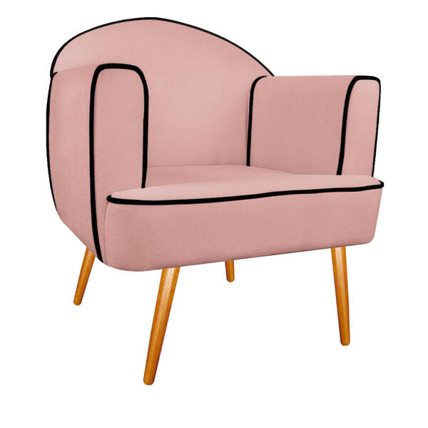 Poltrona Athena Pés Palito Linho - Amarena Móveis - Rosê