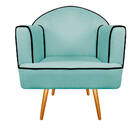 Poltrona Athena Pés Palito Suede  - Amarena Móveis - Azul Tif