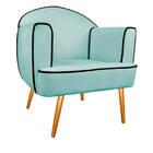 Poltrona Athena Pés Palito Suede  - Amarena Móveis - Azul Tif