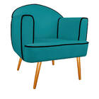 Poltrona Athena Pés Palito Suede  - Amarena Móveis - Azul Tur